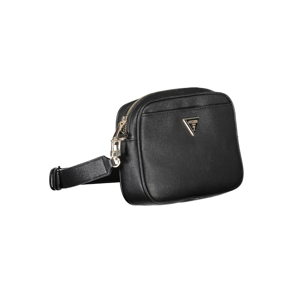 Black Polyurethane Women Shoulder Bag