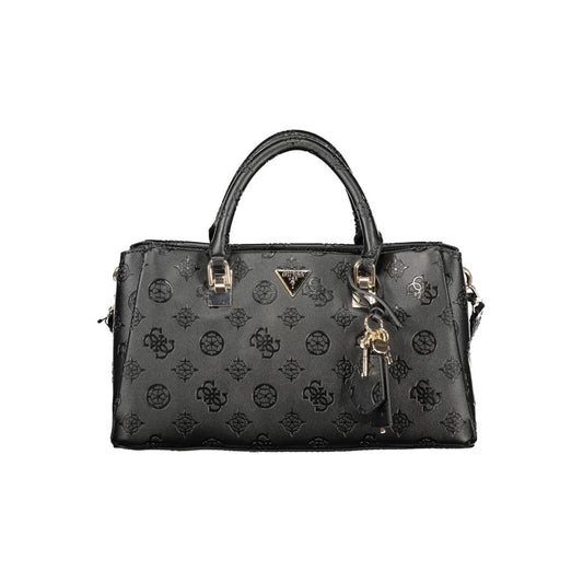 Black Polyurethane Women Handbag