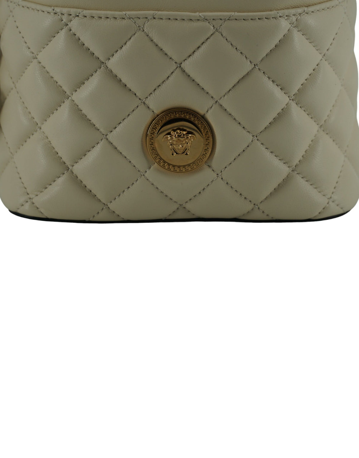 White Lamb Leather Small Bucket Shoulder Bag