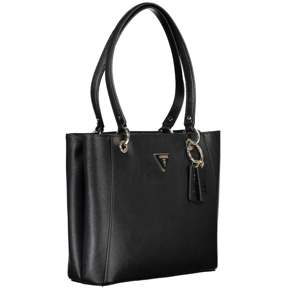Black Polyurethane Women Handbag
