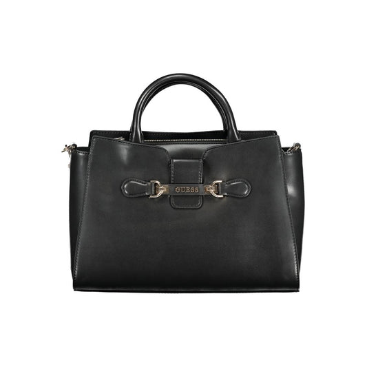 Black Polyurethane Women Handbag