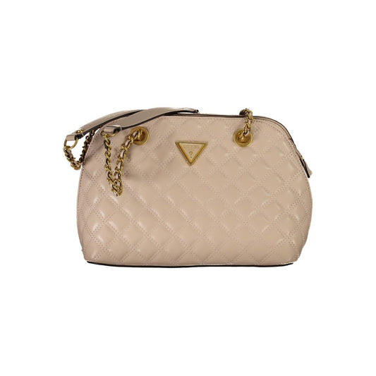 Beige Polyurethane Women Handbag