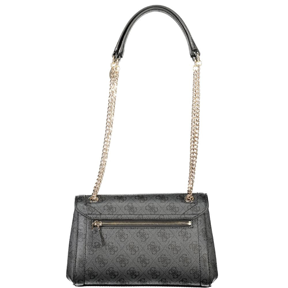 Black Polyurethane Women Handbag